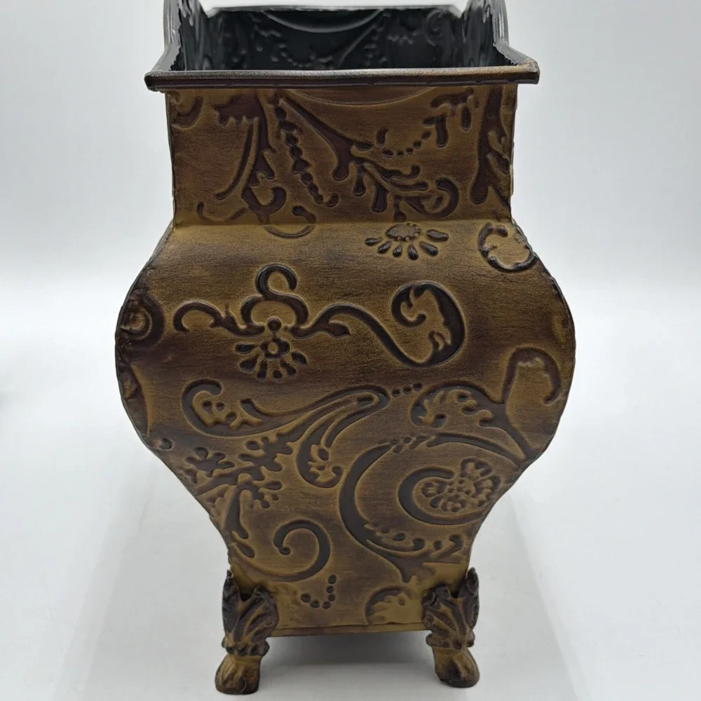 Vintage Ornate Tuscan Style Cachepot/Planter Mustard Gold Color French Style